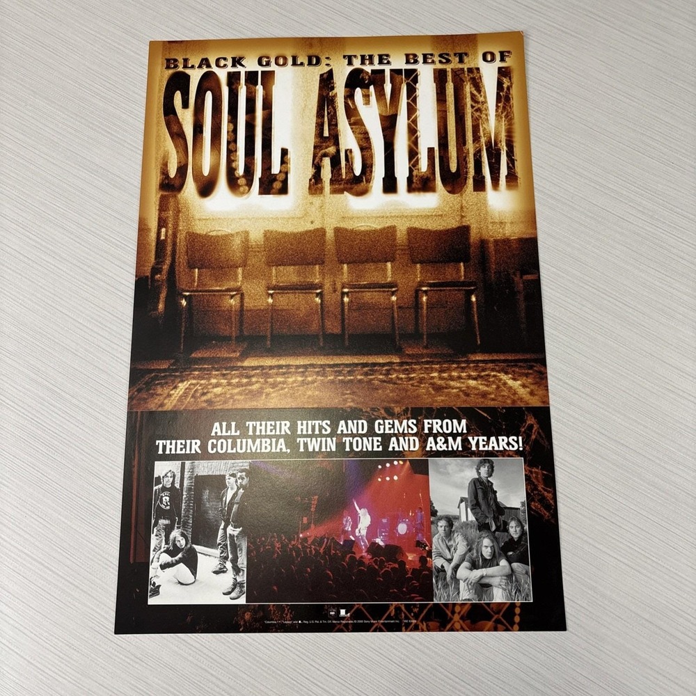 Soul Asylum 2000 Black Gold Best Of 2 sided promo poster Flawless Never Hung